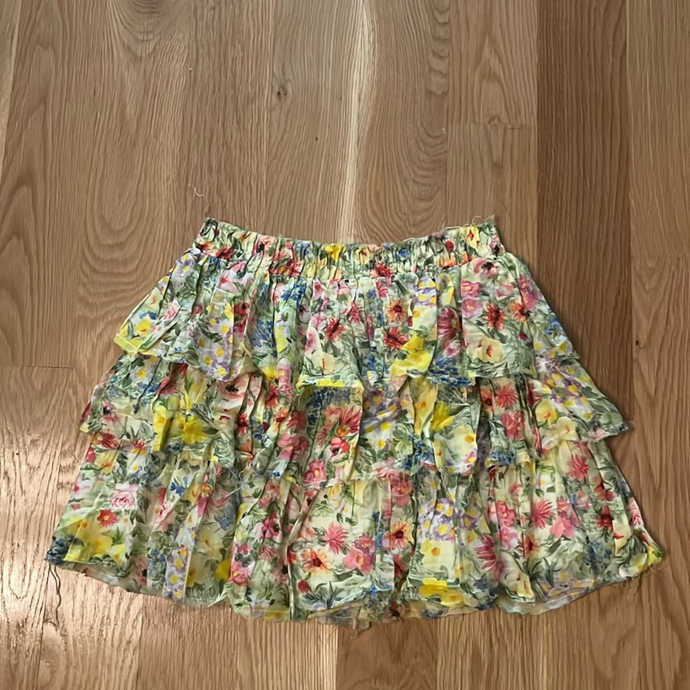 LOVESHACKFANCY floral mini skirt
